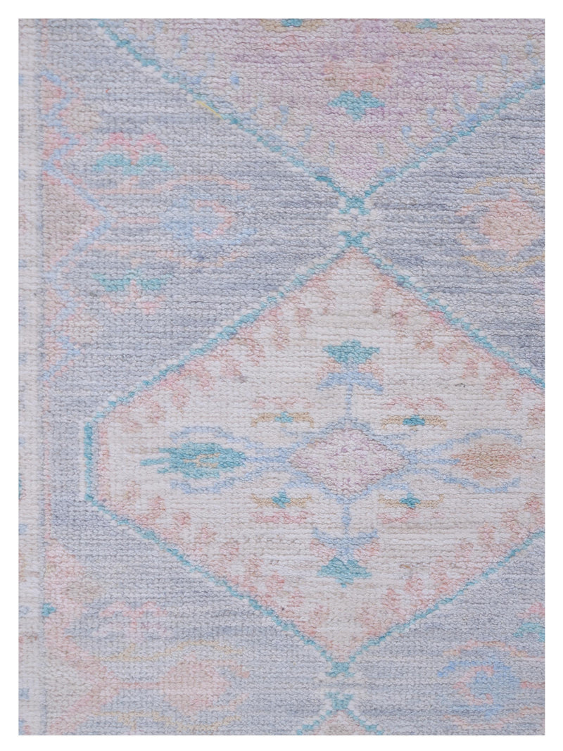 Pacific Ushak Wool Weft 42852 Grey Ivory Transitional Hand Knotted Rug