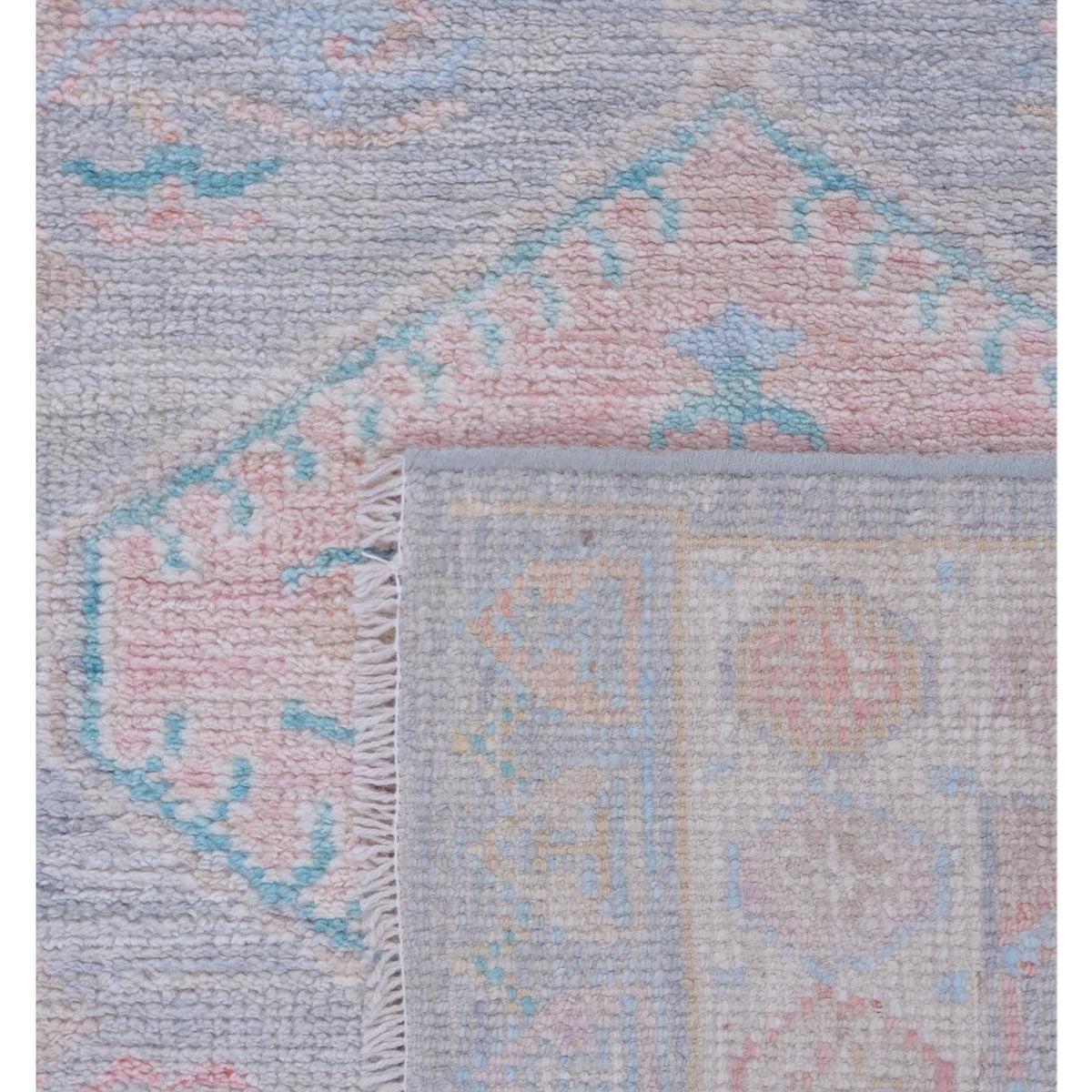 Pacific Ushak Wool Weft 42852 Grey Ivory Transitional Hand Knotted Rug
