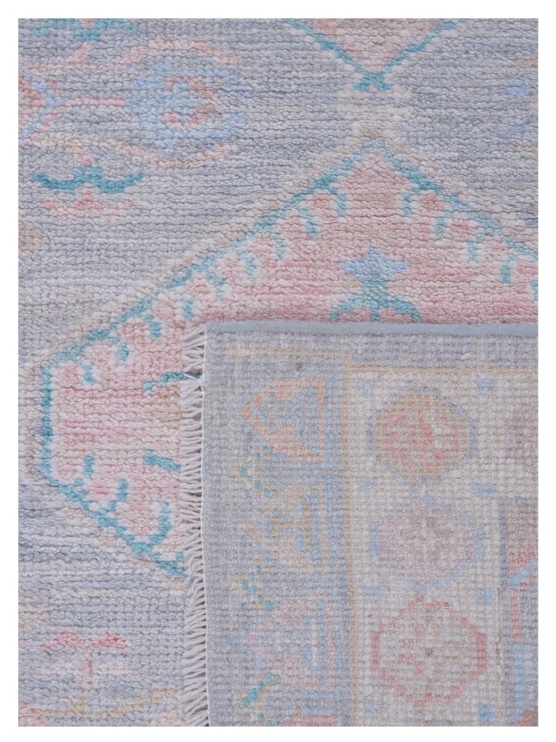 Pacific Ushak Wool Weft 42852 Grey Ivory Transitional Hand Knotted Rug