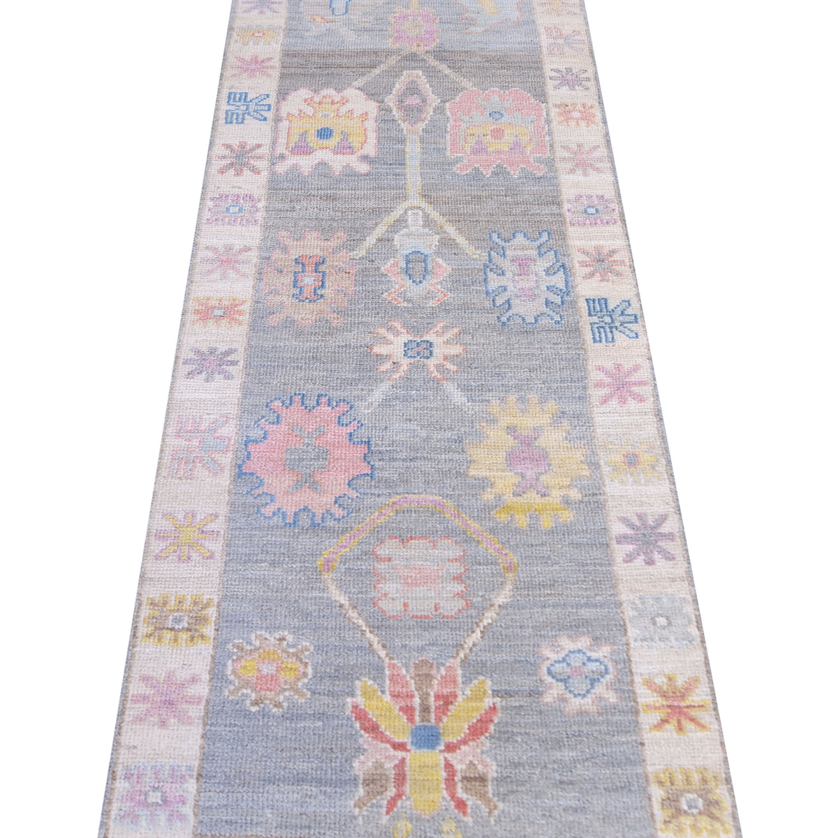 Pacific Ushak Wool Weft 42854 Grey Ivory Transitional Hand Knotted Rug