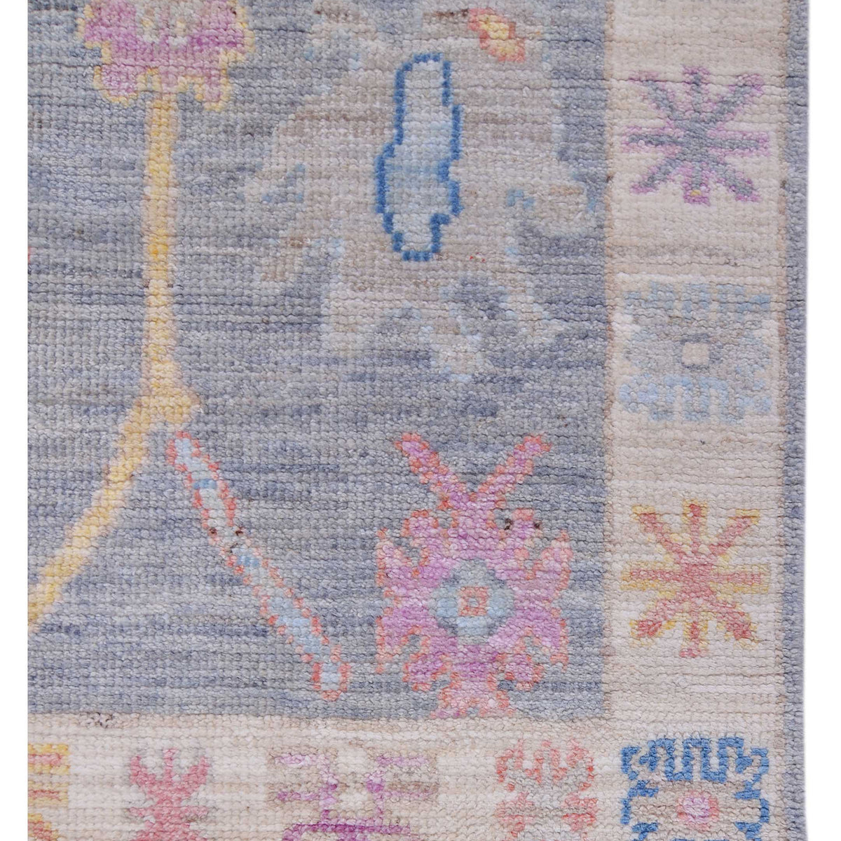 Pacific Ushak Wool Weft 42854 Grey Ivory Transitional Hand Knotted Rug