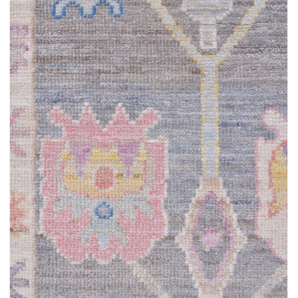 Pacific Ushak Wool Weft 42854 Grey Ivory Transitional Hand Knotted Rug