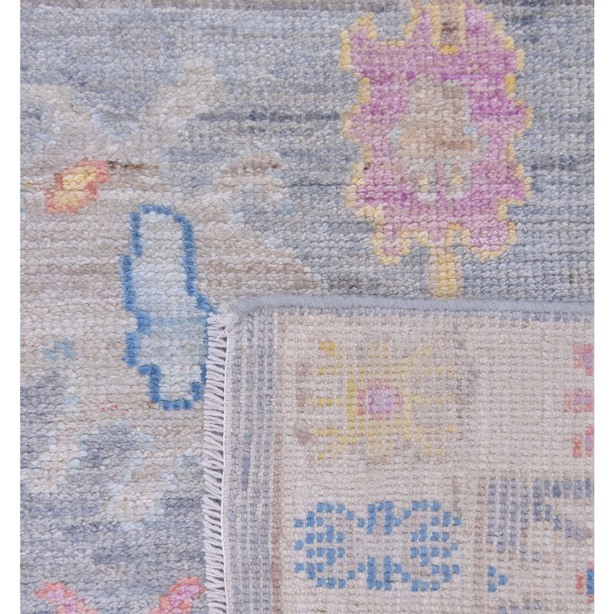 Pacific Ushak Wool Weft 42854 Grey Ivory Transitional Hand Knotted Rug