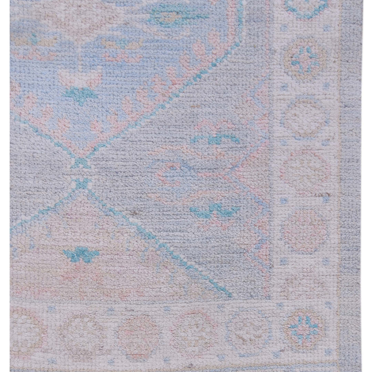 Pacific Ushak Wool Weft 42855 Grey Ivory Transitional Hand Knotted Rug
