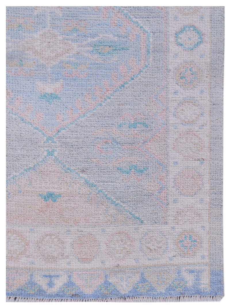 Pacific Ushak Wool Weft 42855 Grey Ivory Transitional Hand Knotted Rug