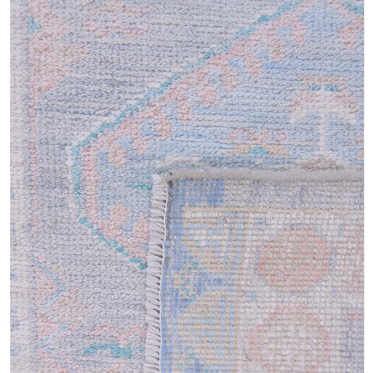 Pacific Ushak Wool Weft 42855 Grey Ivory Transitional Hand Knotted Rug