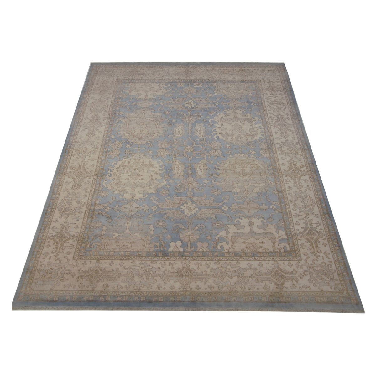 Pacific Ziegler 42863 Beige Blue Transitional Hand Knotted Rug