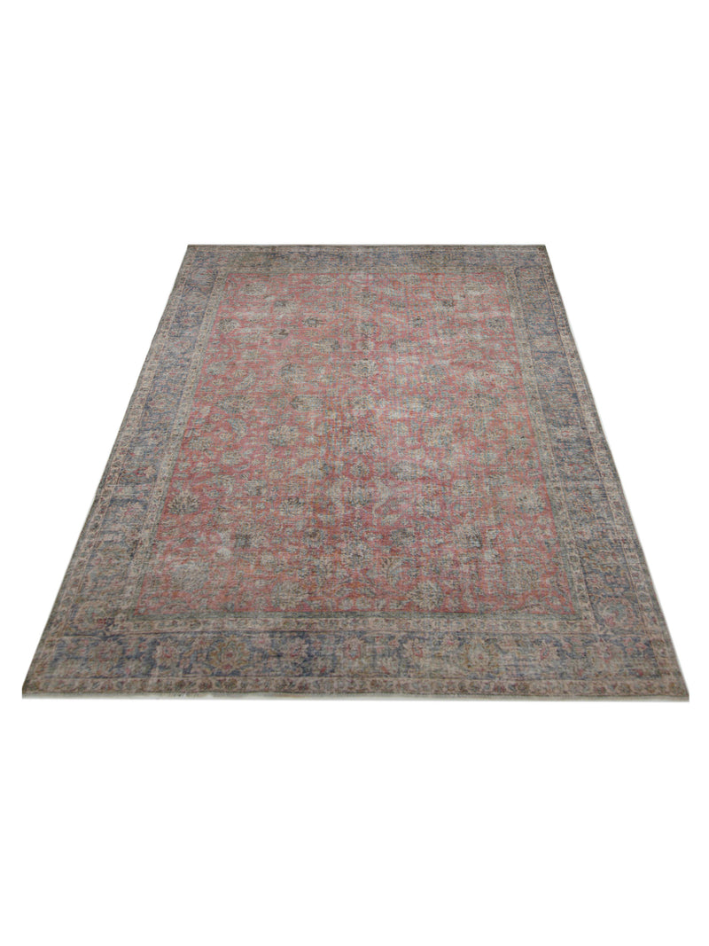 Pacific Vintage 42890 Red Blue Vintage Hand Knotted Rug