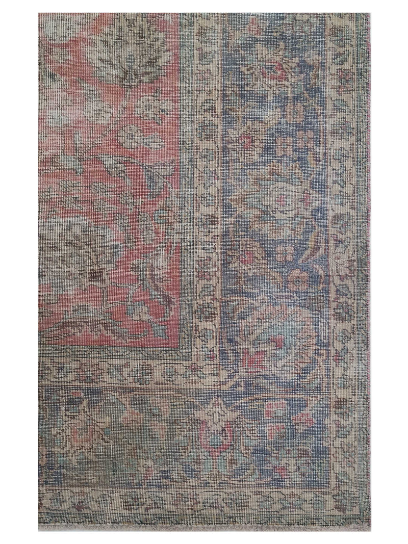 Pacific Vintage 42890 Red Blue Vintage Hand Knotted Rug