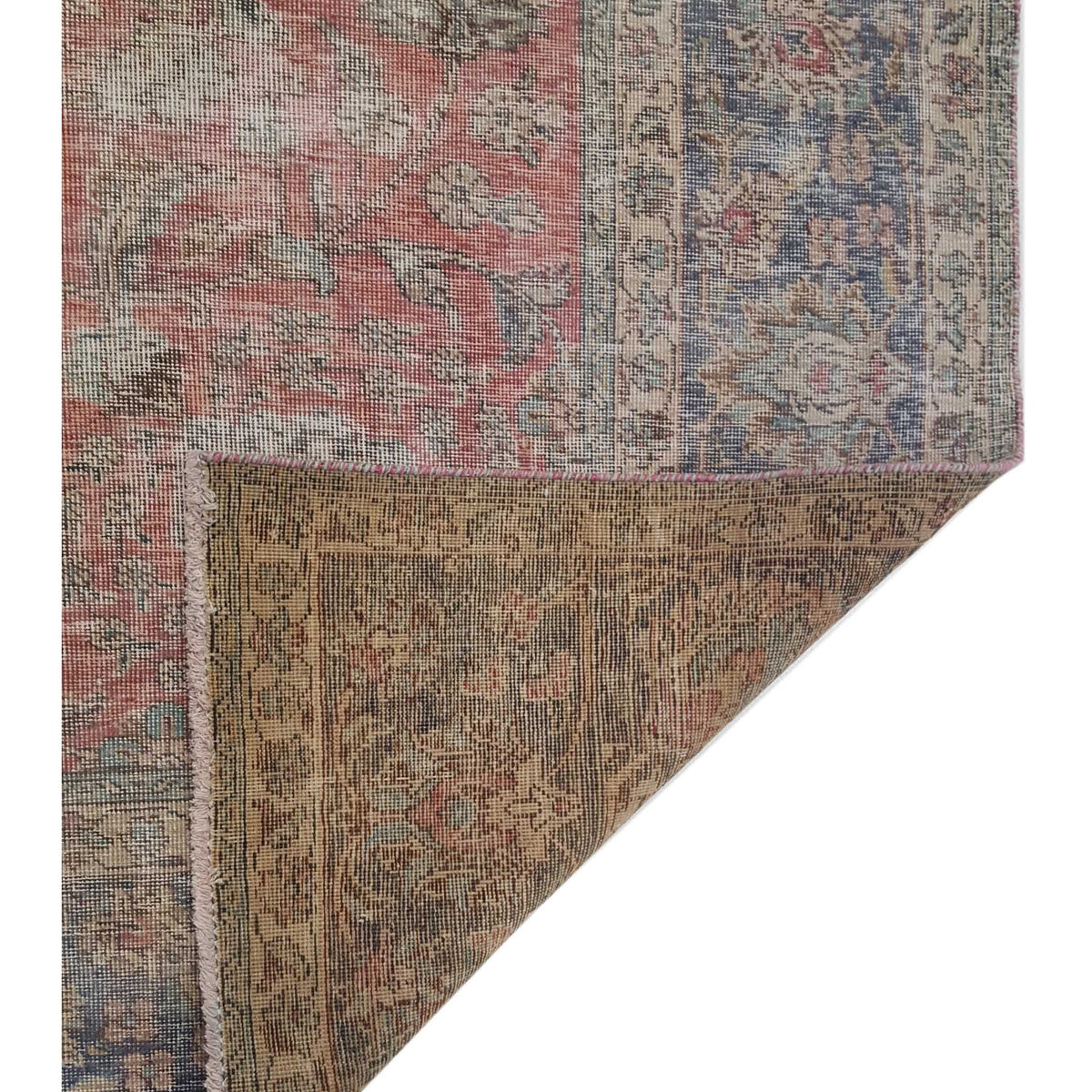 Pacific Vintage 42890 Red Blue Vintage Hand Knotted Rug
