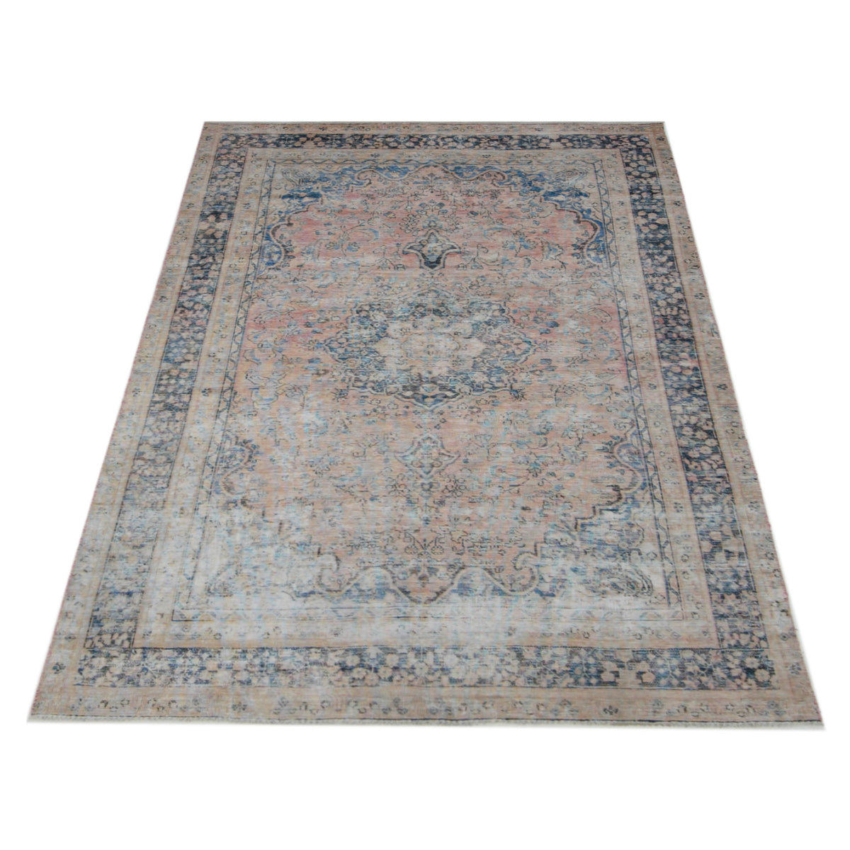 Pacific Vintage 42891 Orange Blue Vintage Hand Knotted Rug