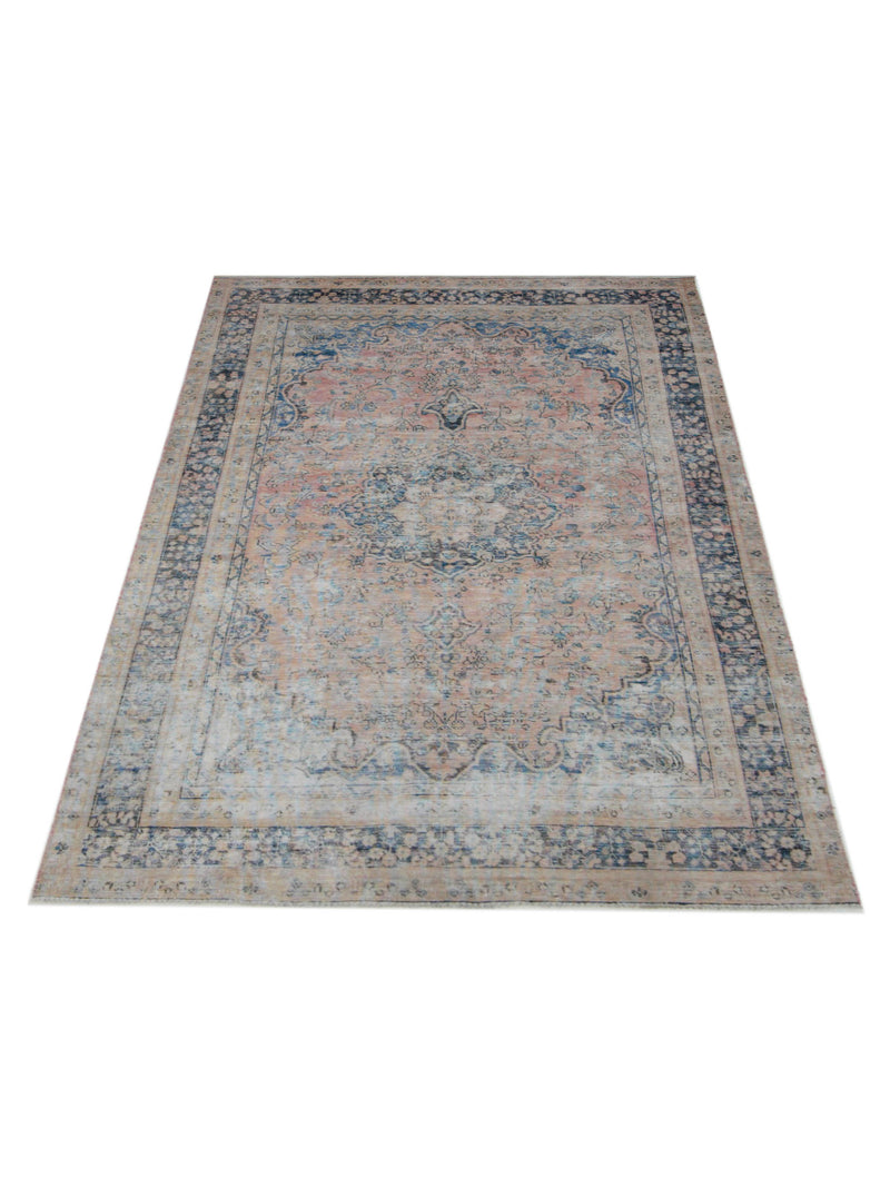 Pacific Vintage 42891 Orange Blue Vintage Hand Knotted Rug