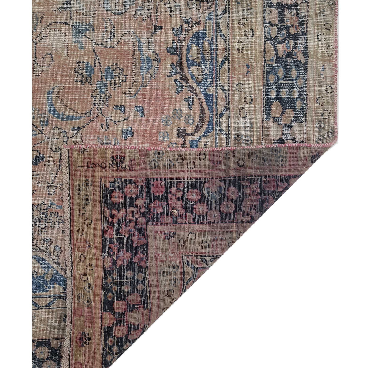 Pacific Vintage 42891 Orange Blue Vintage Hand Knotted Rug