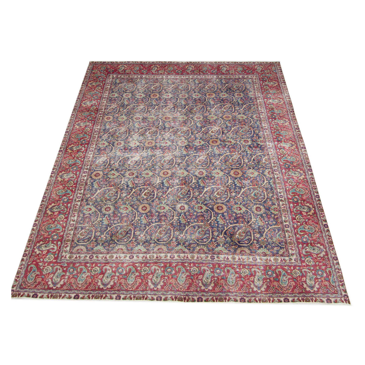 Pacific Vintage 42894 Blue Red Vintage Hand Knotted Rug
