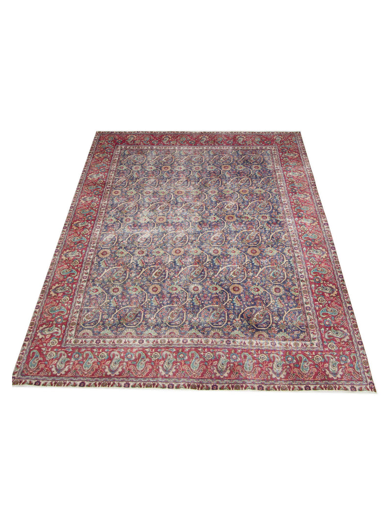 Pacific Vintage 42894 Blue Red Vintage Hand Knotted Rug