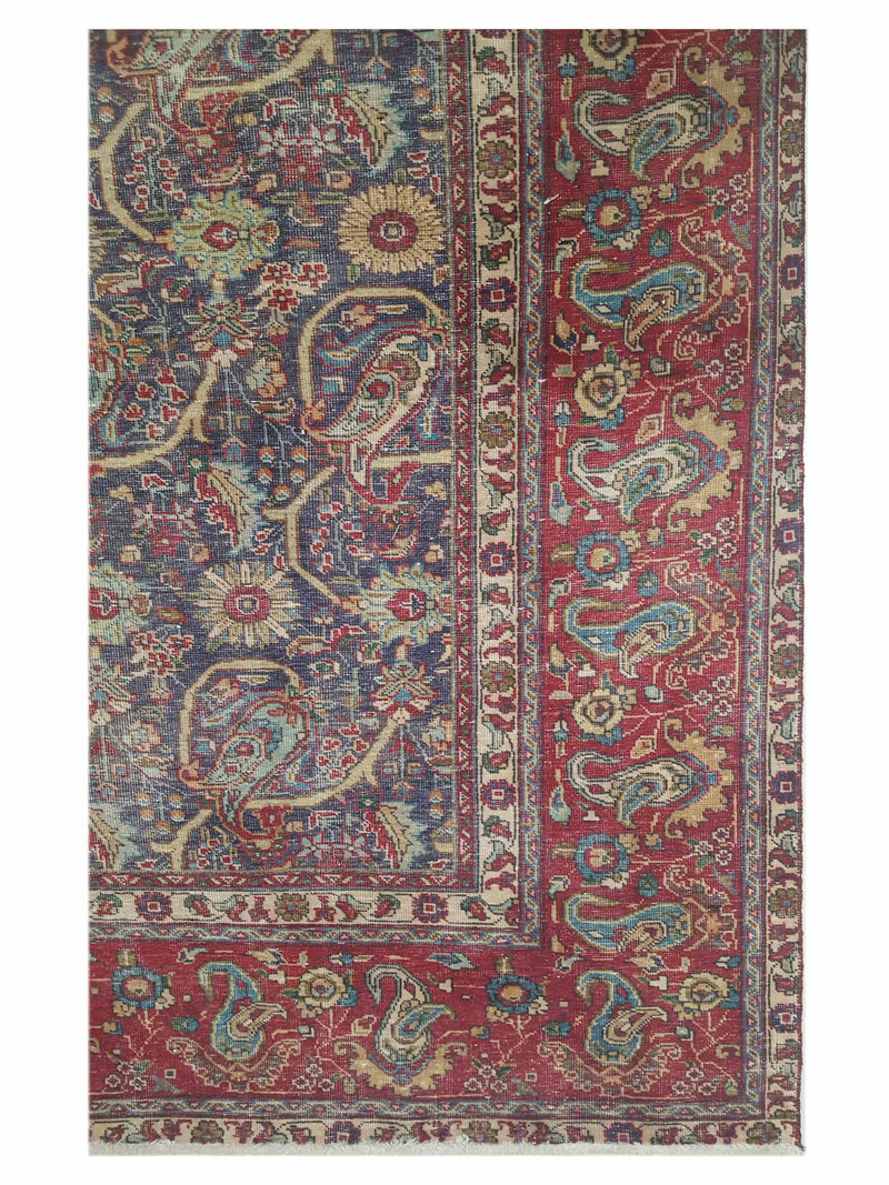 Pacific Vintage 42894 Blue Red Vintage Hand Knotted Rug