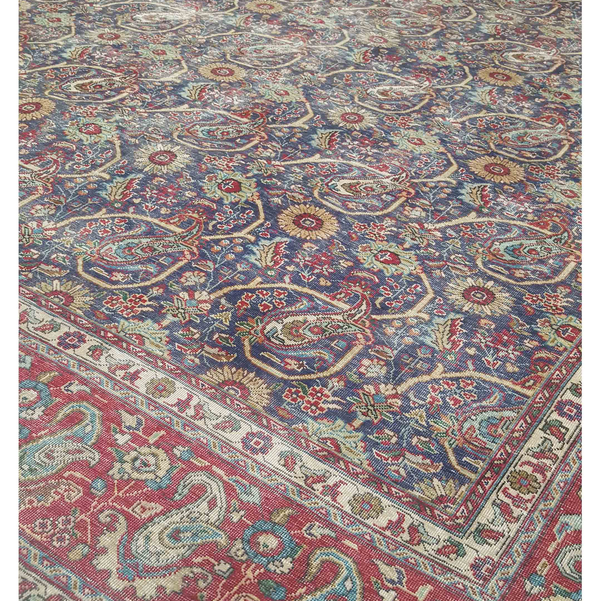 Pacific Vintage 42894 Blue Red Vintage Hand Knotted Rug