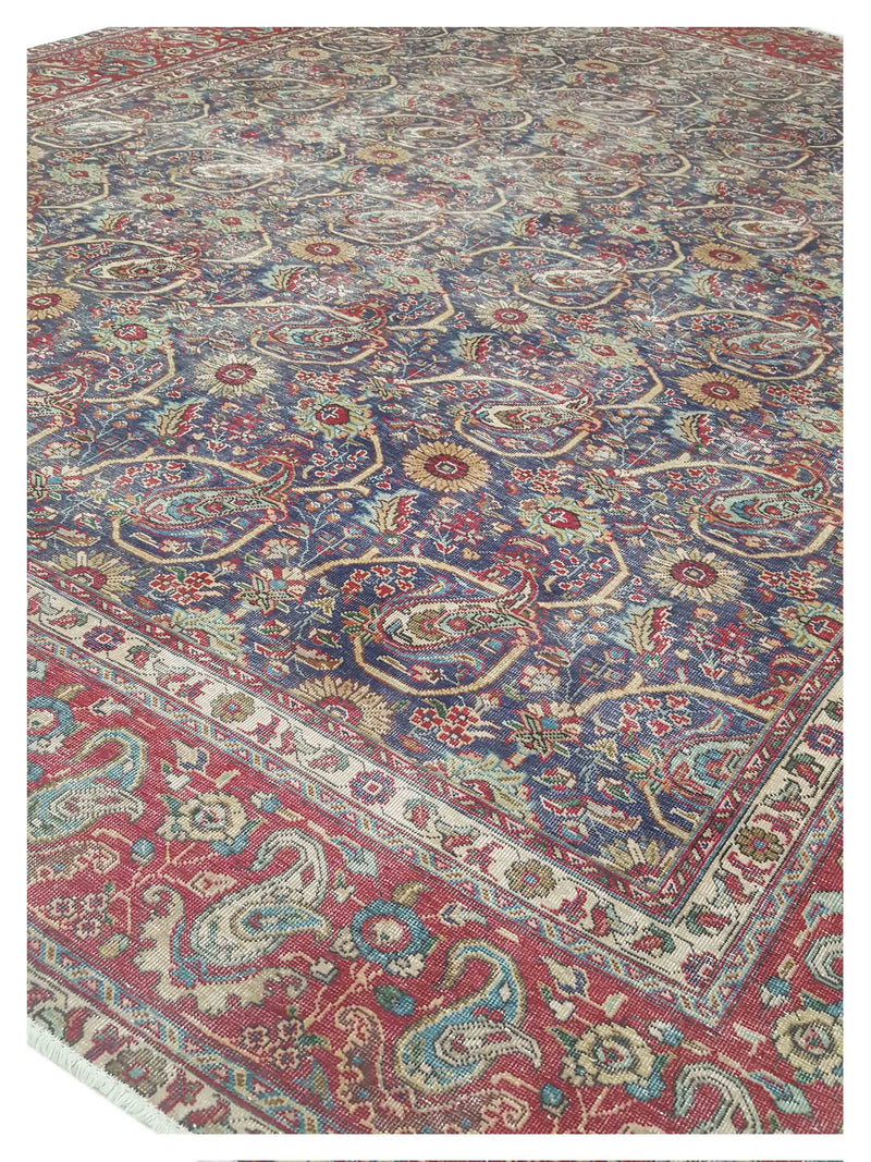 Pacific Vintage 42894 Blue Red Vintage Hand Knotted Rug