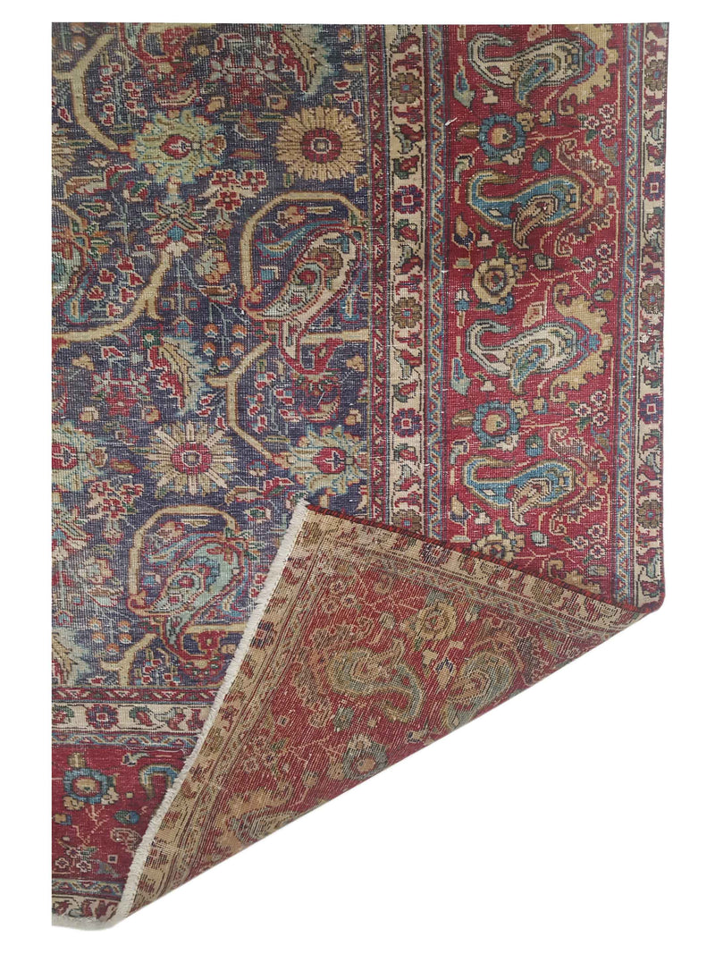 Pacific Vintage 42894 Blue Red Vintage Hand Knotted Rug