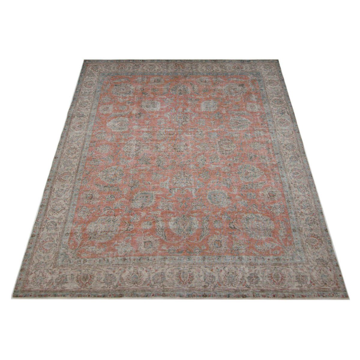 Pacific Vintage 42896 Red Beige Vintage Hand Knotted Rug