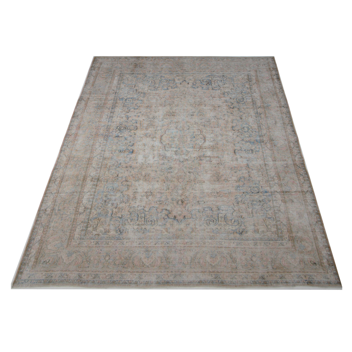 Pacific Vintage 42897 Beige Blue Vintage Hand Knotted Rug