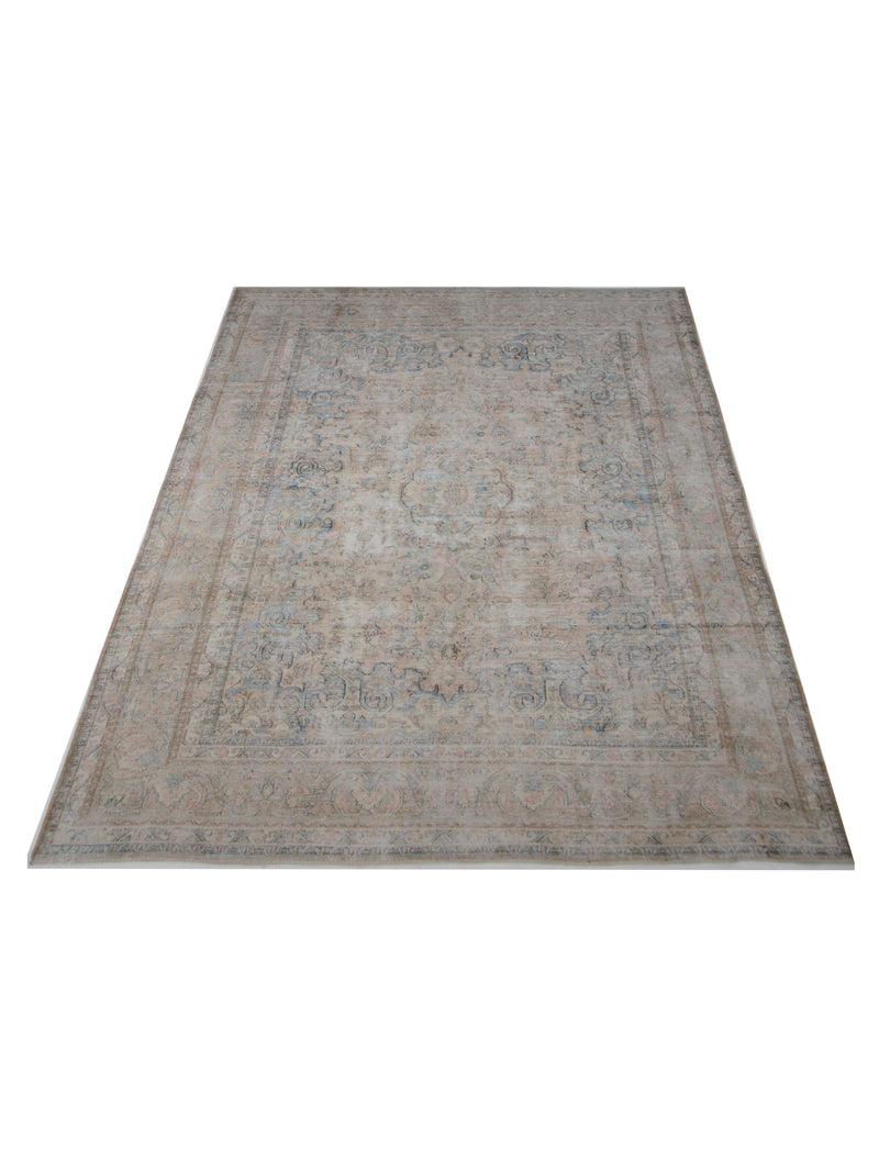 Pacific Vintage 42897 Beige Blue Vintage Hand Knotted Rug