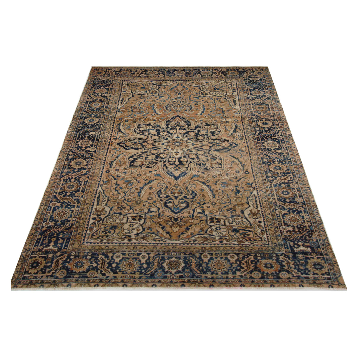 Pacific Vintage 42898 Beige Navy Vintage Hand Knotted Rug
