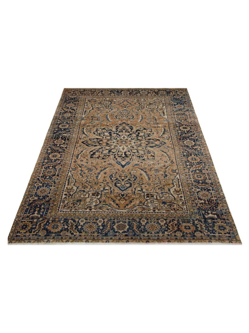 Pacific Vintage 42898 Beige Navy Vintage Hand Knotted Rug