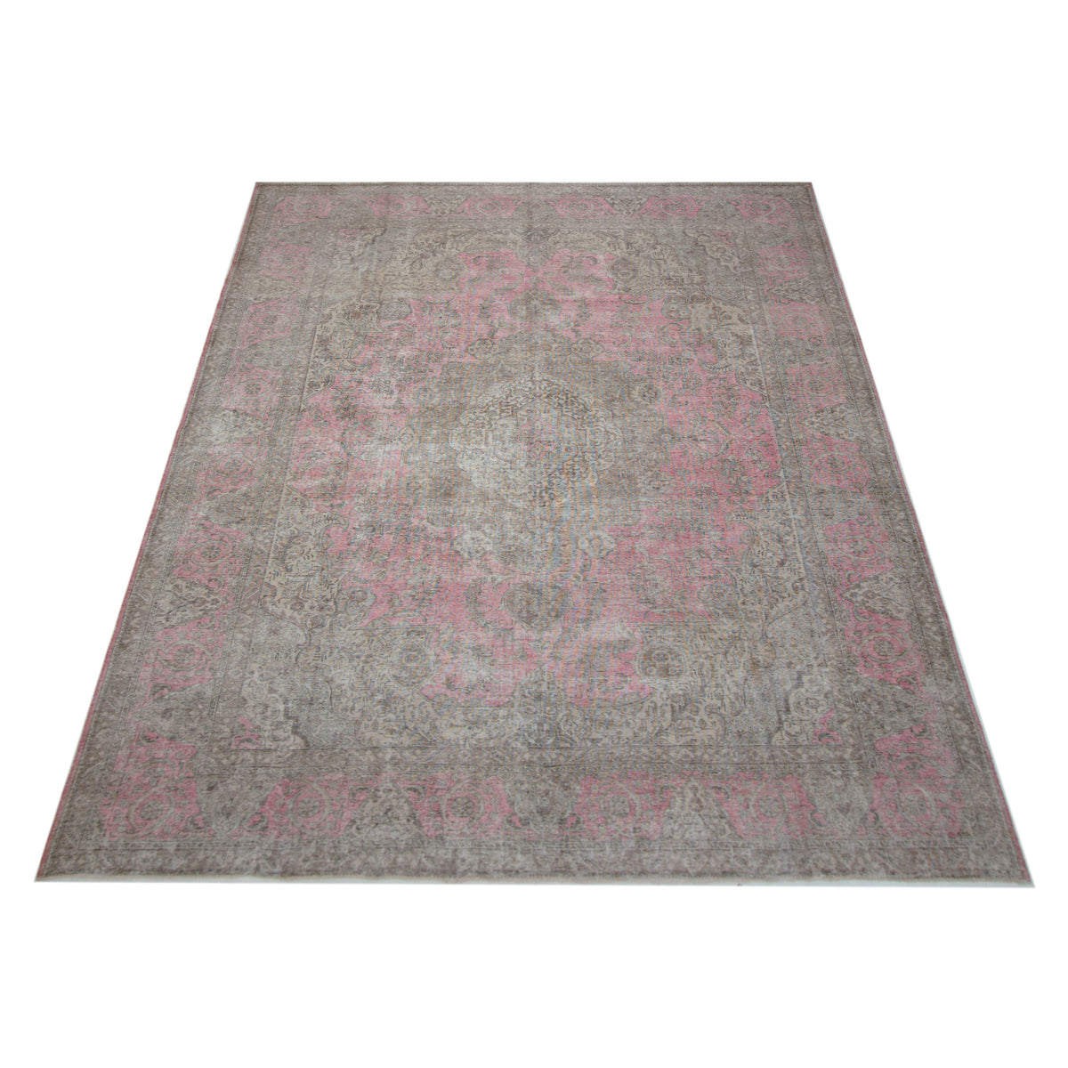 Pacific Vintage 42903 Pink Beige Vintage Hand Knotted Rug