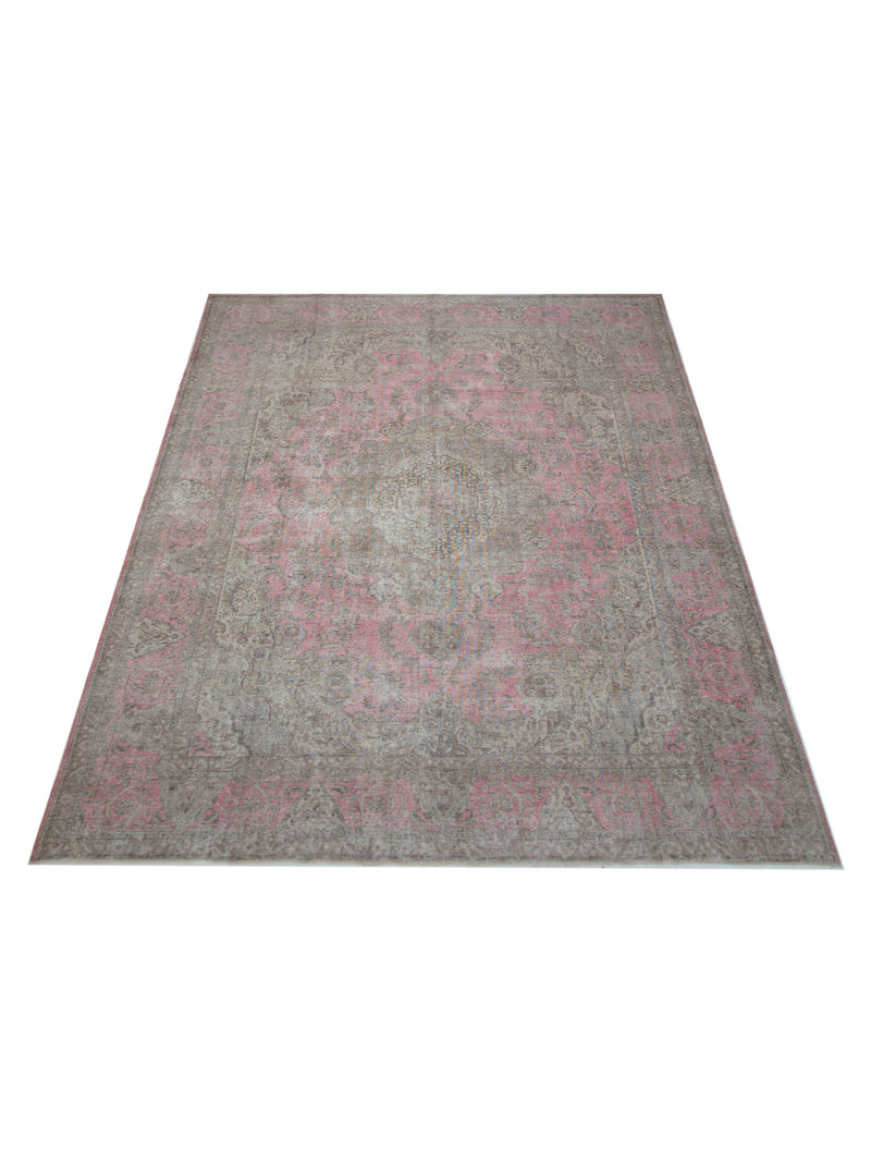Pacific Vintage 42903 Pink Beige Vintage Hand Knotted Rug