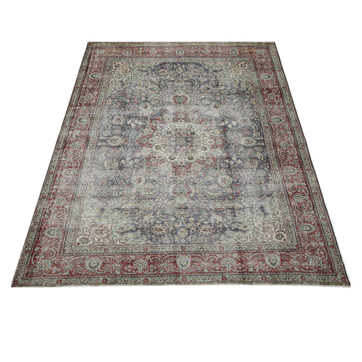 Pacific Vintage 42907 Blue Red Vintage Hand Knotted Rug