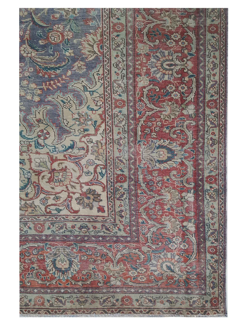 Pacific Vintage 42907 Blue Red Vintage Hand Knotted Rug