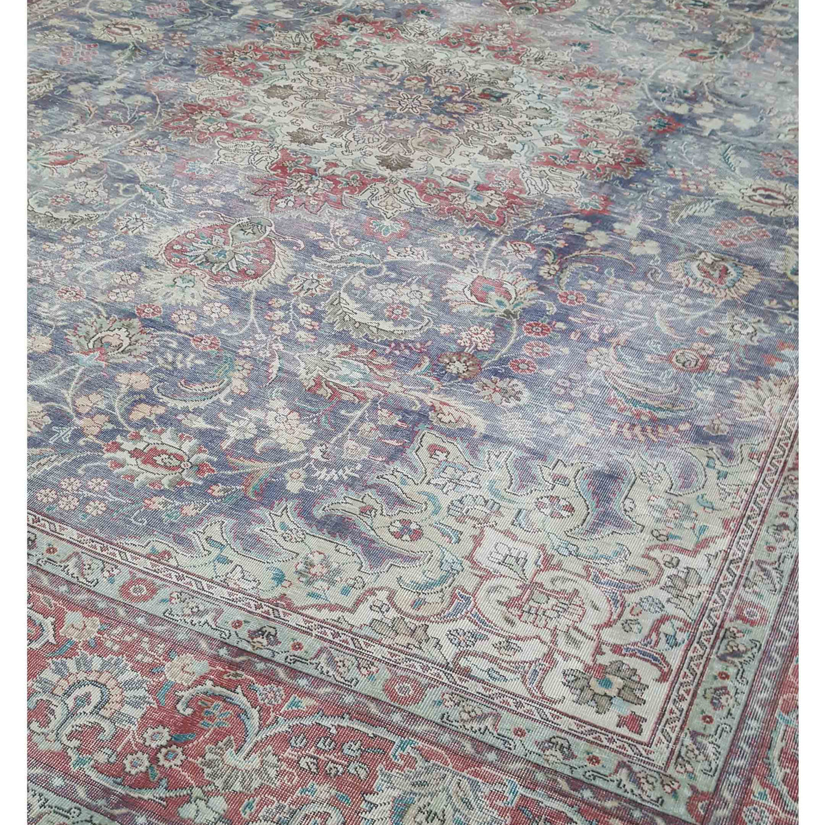 Pacific Vintage 42907 Blue Red Vintage Hand Knotted Rug