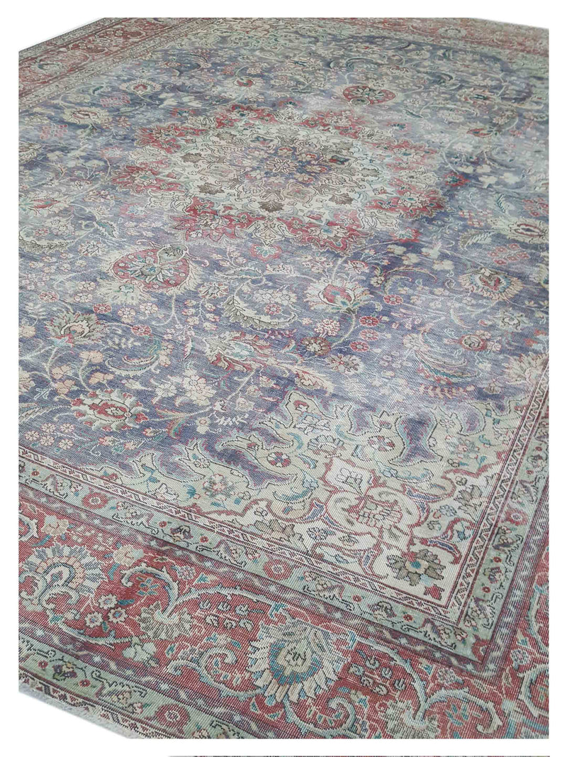 Pacific Vintage 42907 Blue Red Vintage Hand Knotted Rug