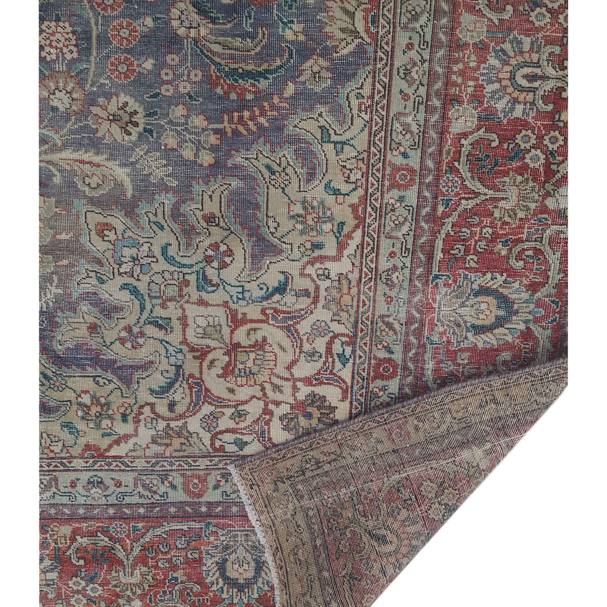 Pacific Vintage 42907 Blue Red Vintage Hand Knotted Rug