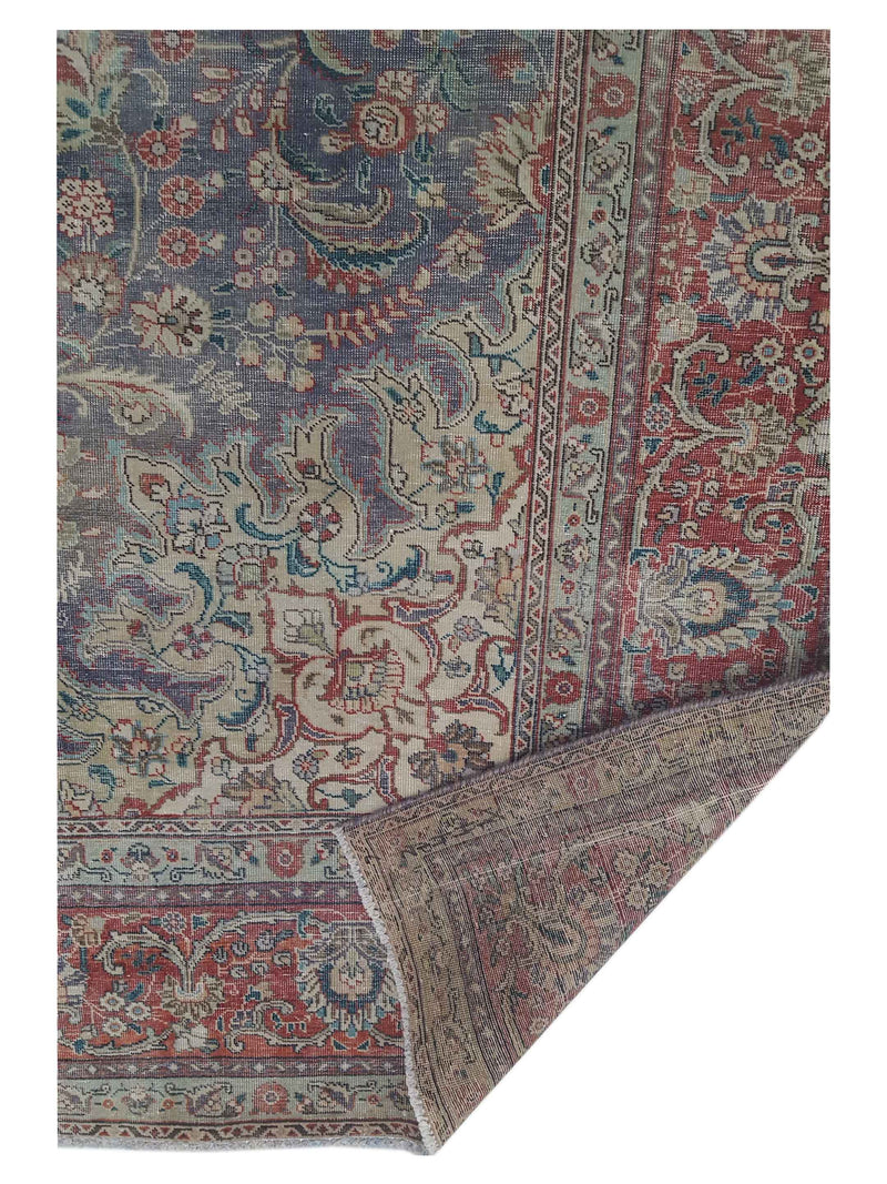 Pacific Vintage 42907 Blue Red Vintage Hand Knotted Rug