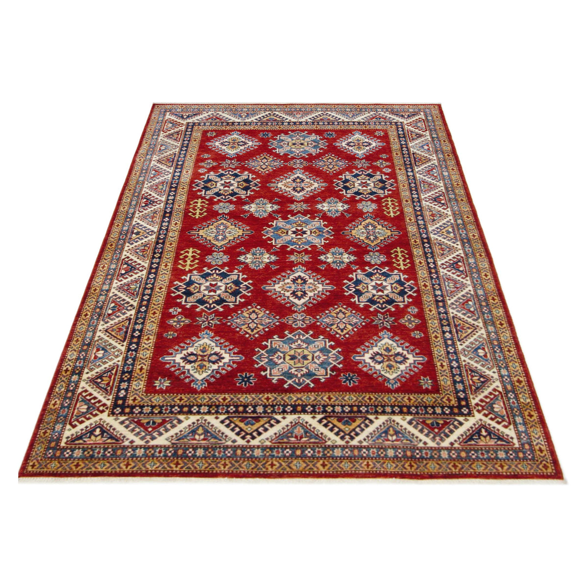 Pacific Kazak Artisan 42910 Red Ivory Traditional Hand Knotted Rug