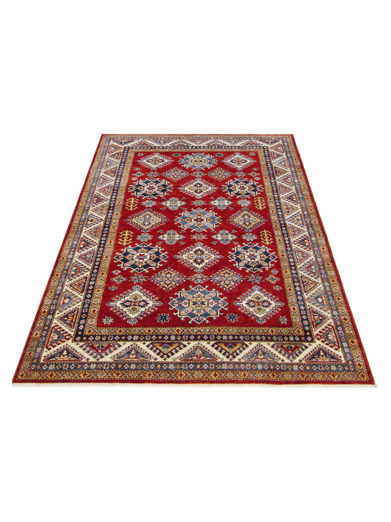 Pacific Kazak Artisan 42910 Red Ivory Traditional Hand Knotted Rug