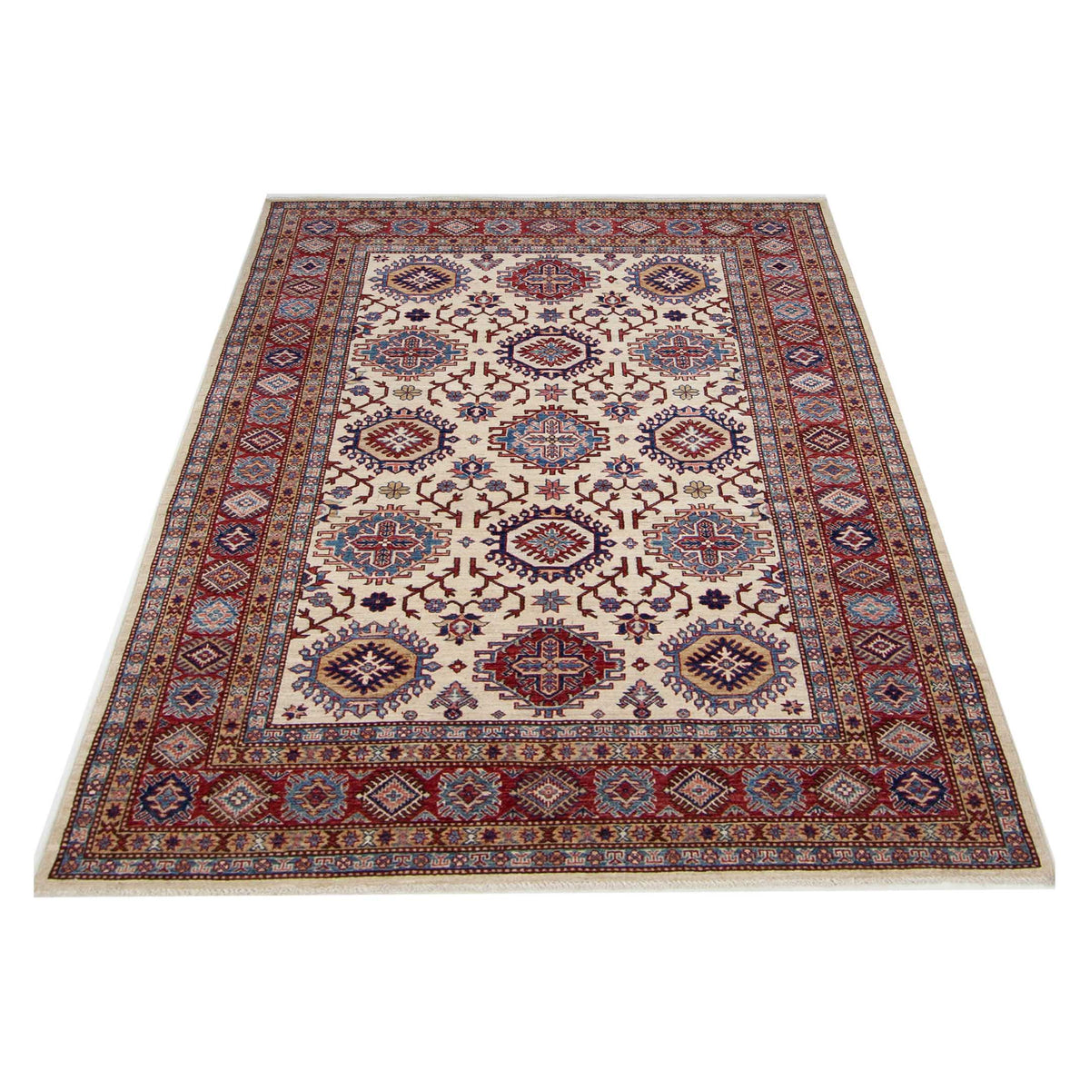 Pacific Kazak Artisan 42911 Ivory Red Traditional Hand Knotted Rug