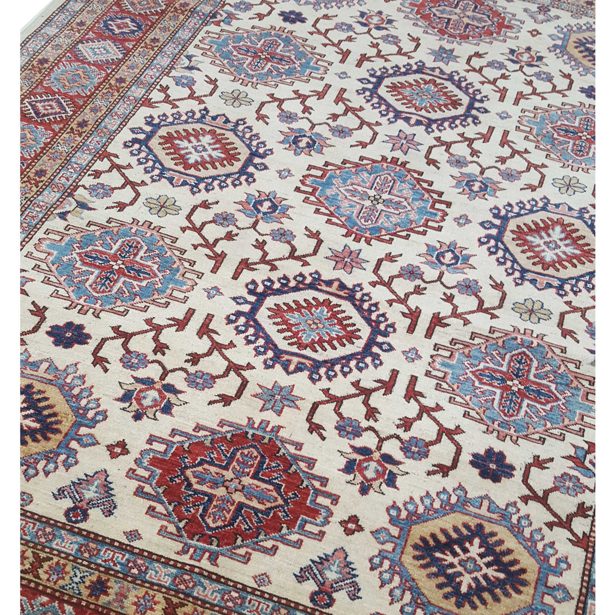 Pacific Kazak Artisan 42911 Ivory Red Traditional Hand Knotted Rug