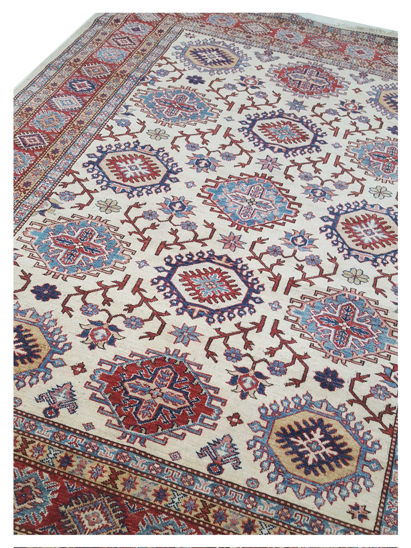 Pacific Kazak Artisan 42911 Ivory Red Traditional Hand Knotted Rug