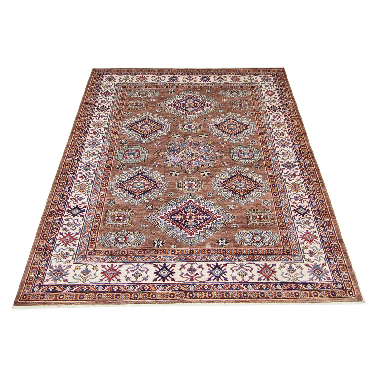 Pacific Kazak Artisan 42912 Brown Ivory Traditional Hand Knotted Rug