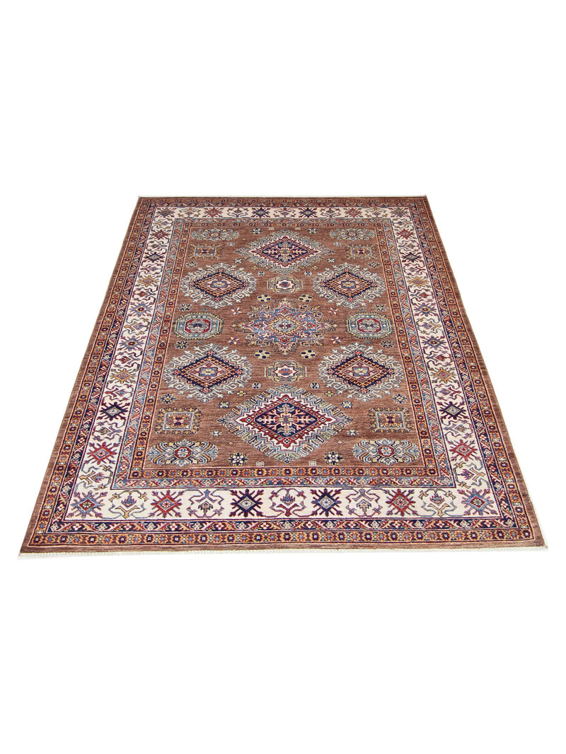 Pacific Kazak Artisan 42912 Brown Ivory Traditional Hand Knotted Rug