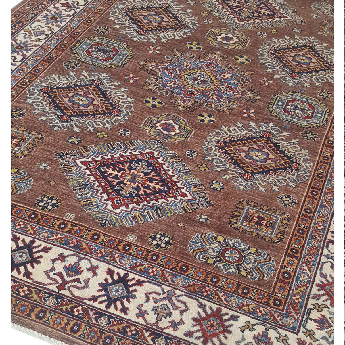 Pacific Kazak Artisan 42912 Brown Ivory Traditional Hand Knotted Rug