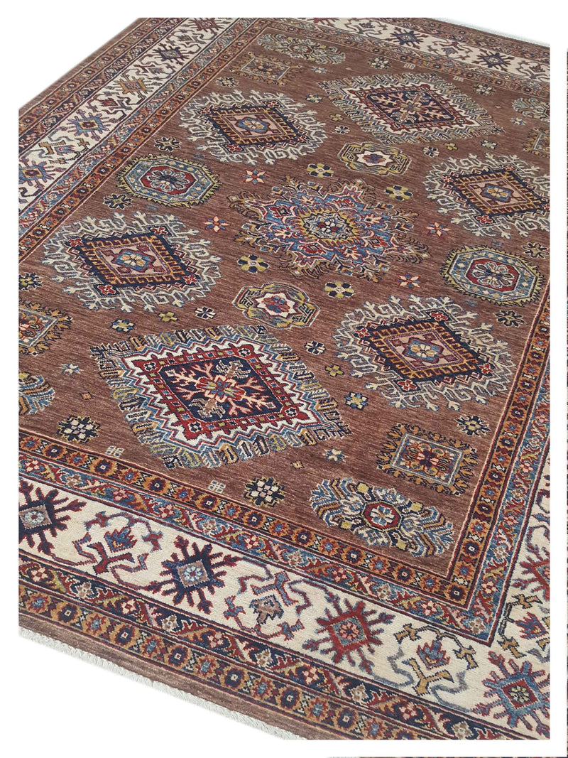 Pacific Kazak Artisan 42912 Brown Ivory Traditional Hand Knotted Rug