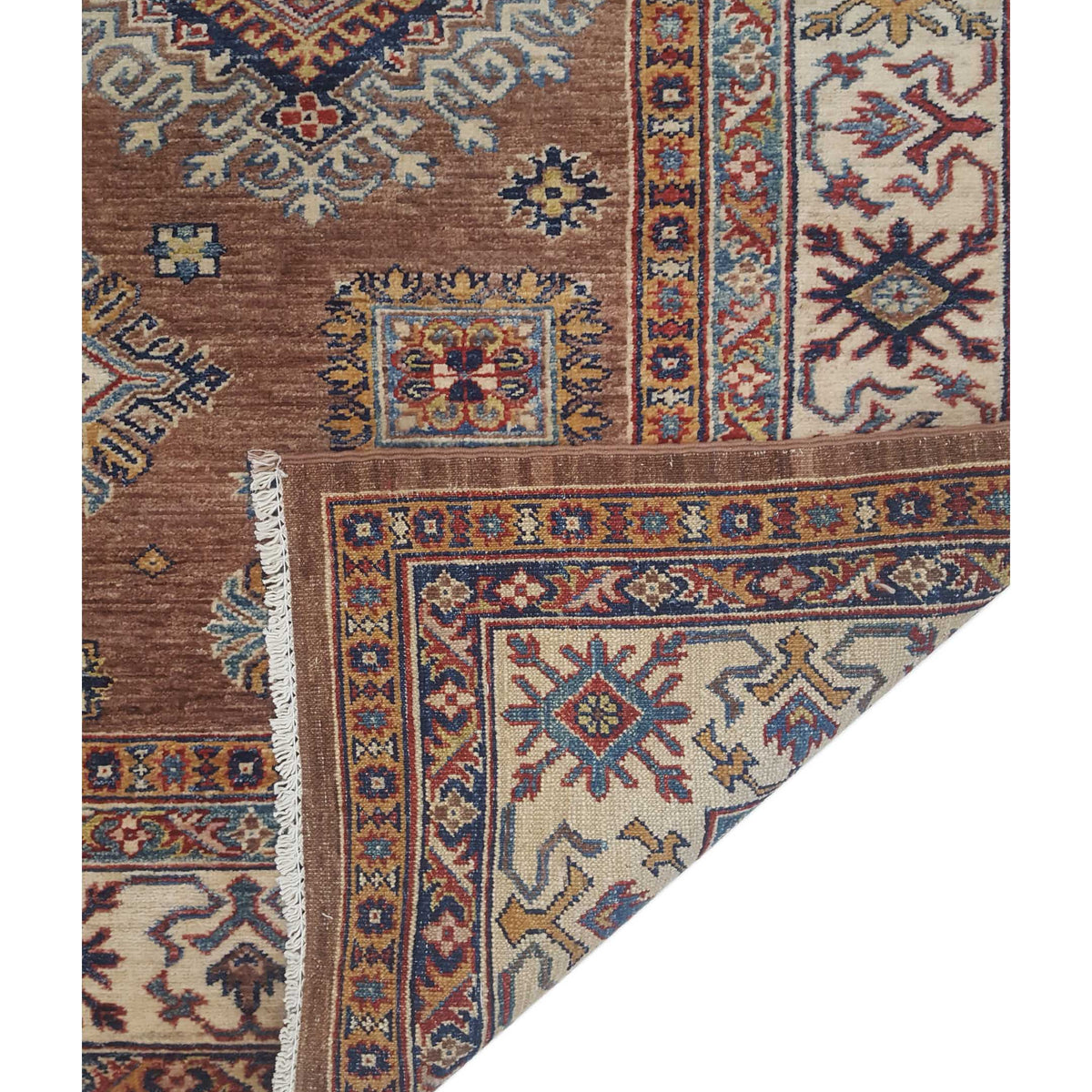 Pacific Kazak Artisan 42912 Brown Ivory Traditional Hand Knotted Rug