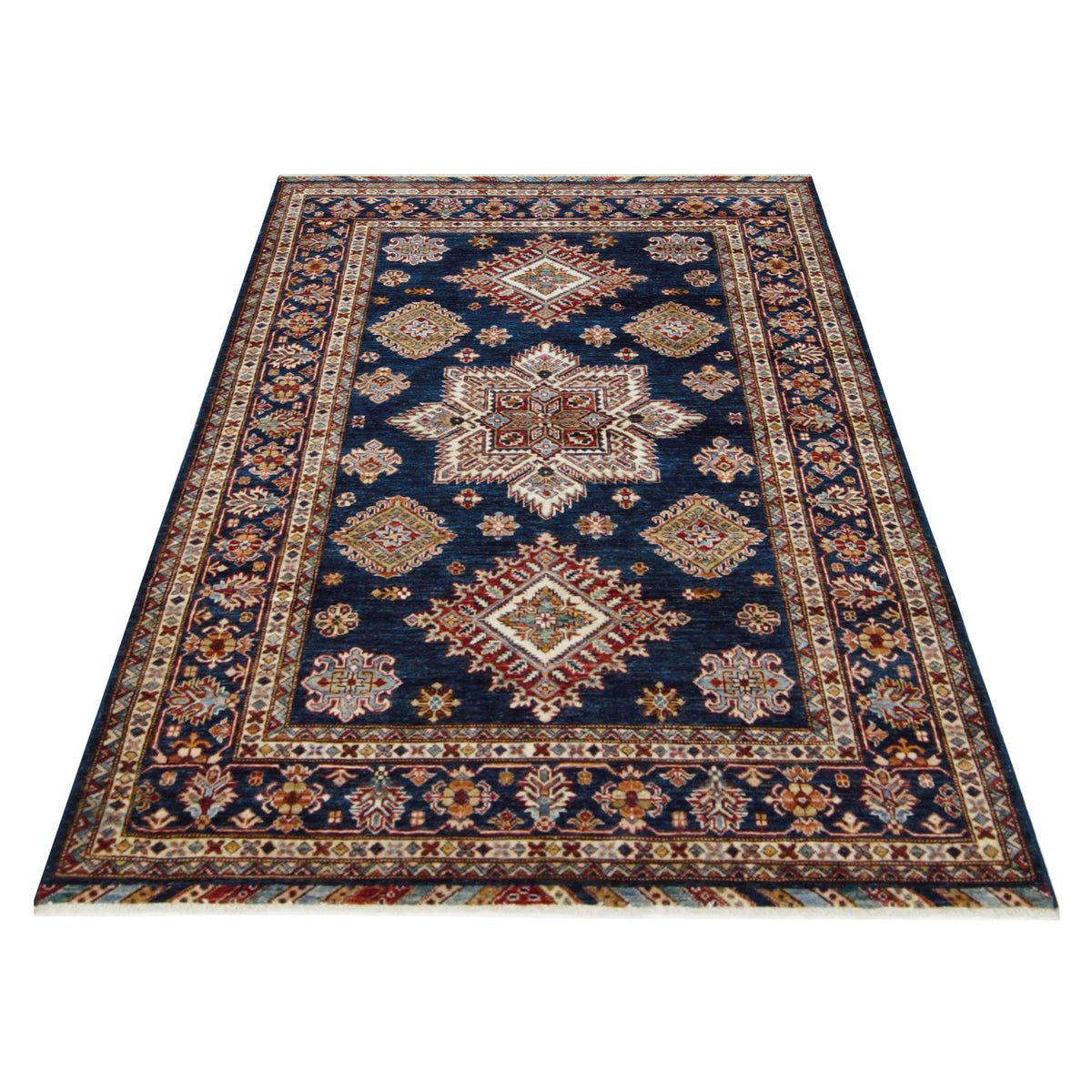 Pacific Kazak Artisan 42915 Navy Ivory Traditional Hand Knotted Rug