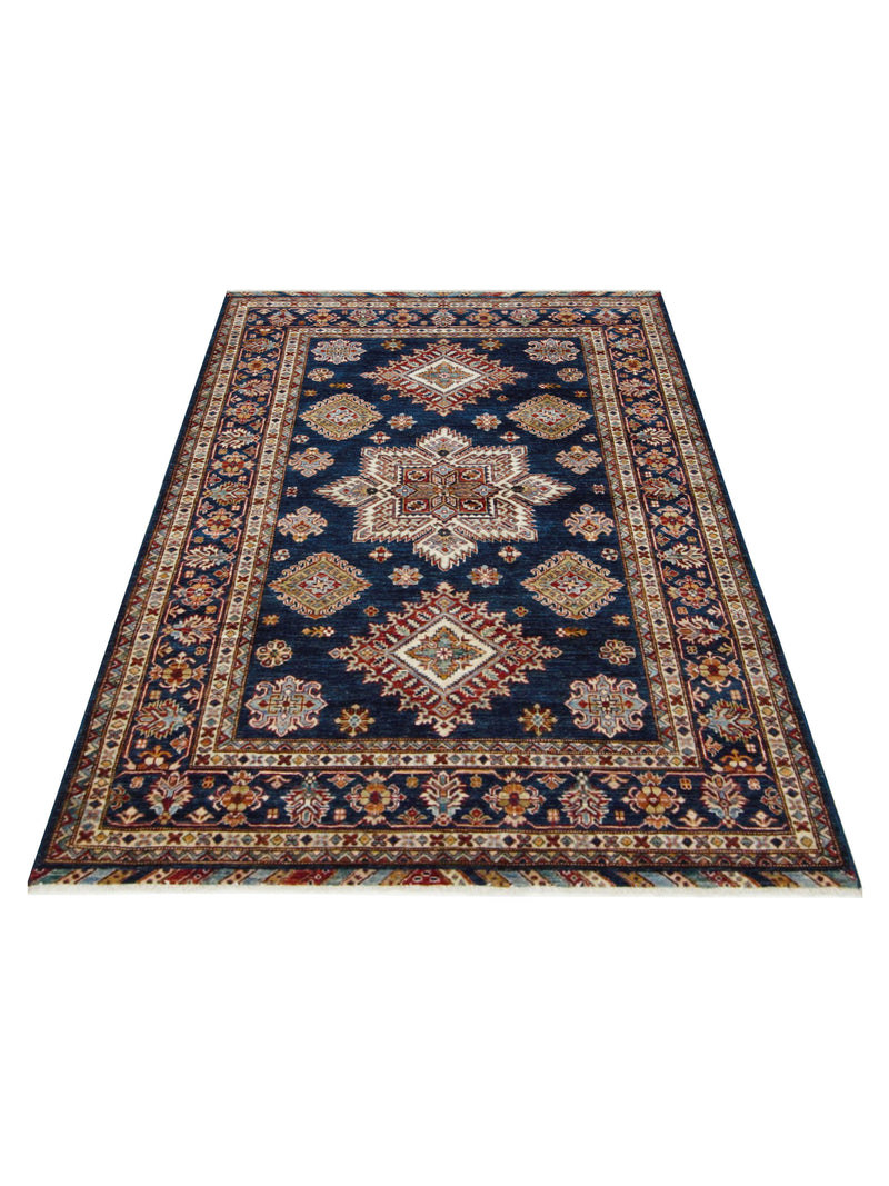 Pacific Kazak Artisan 42915 Navy Ivory Traditional Hand Knotted Rug