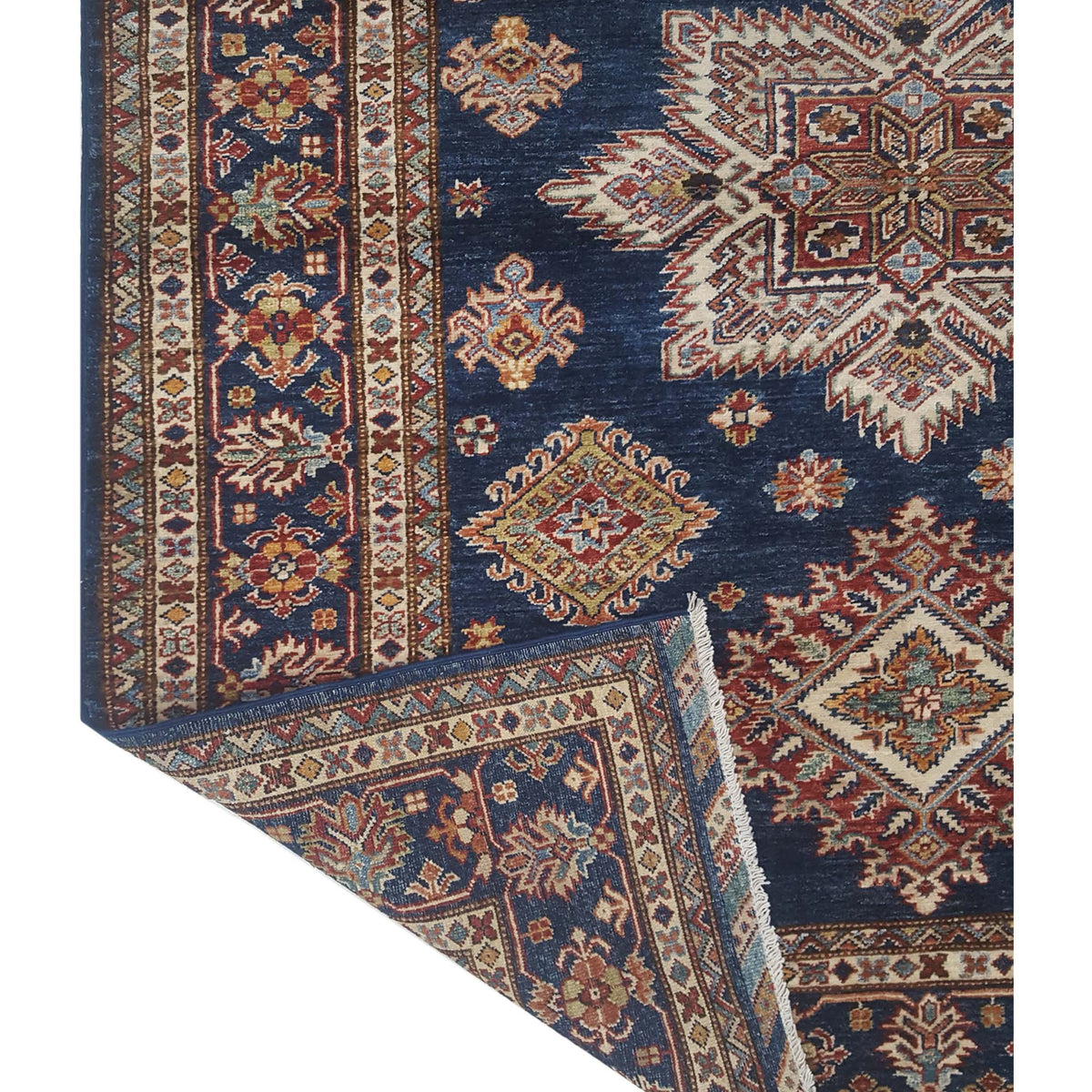 Pacific Kazak Artisan 42915 Navy Ivory Traditional Hand Knotted Rug