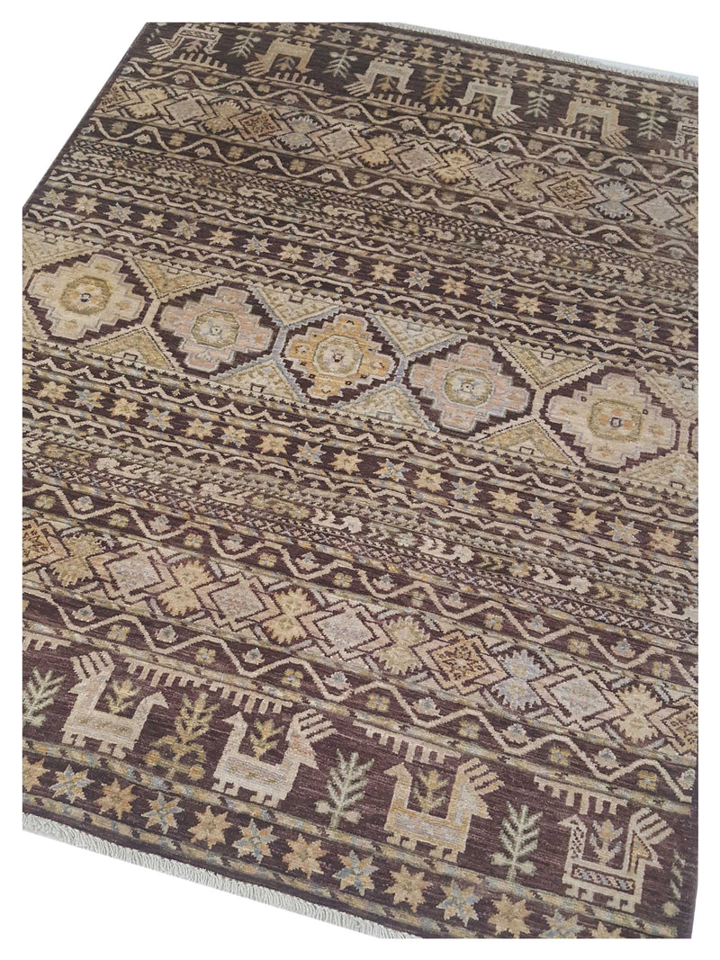 Pacific Khorgeen 42919 Chocolate Beige Traditional Hand Knotted Rug